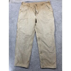 Vintage Carhartt Carpenter Pants Men's 38x32‎ Brown Flannel Blanket Lined y2k